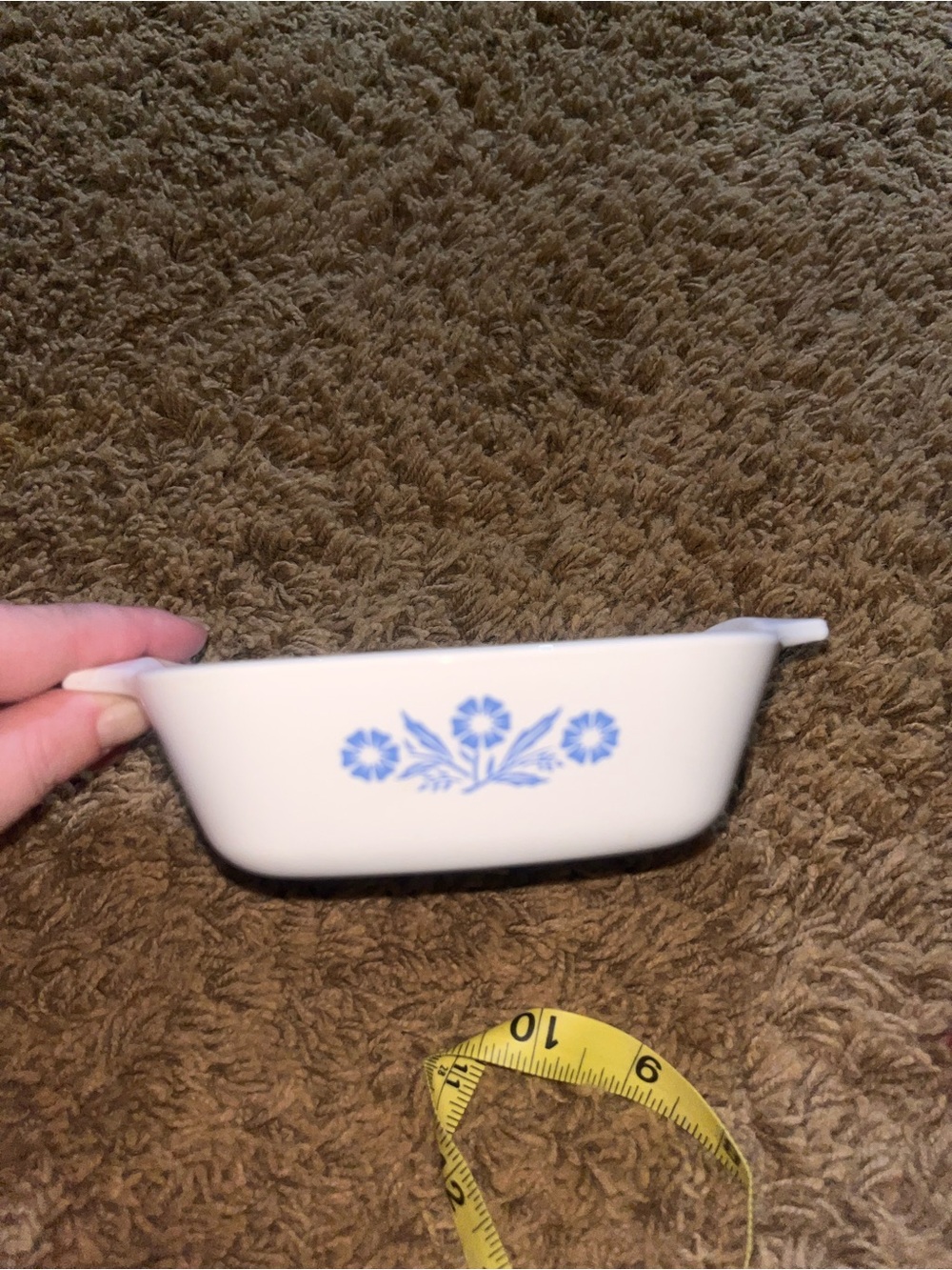 Corningware White Baking Dish with Blue Floral Border